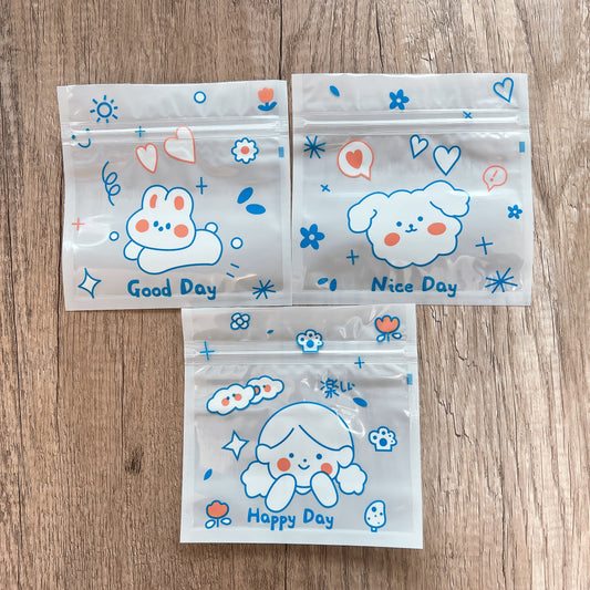 圖案(藍白女孩/小狗/小兔 - 3種圖案混款)食品包裝Zip袋 (13.5x13.5cm) - 10個 Cartoon Zip Up Plastic Bag (13.5x13.5cm) - 10pcs