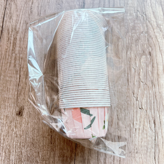 蛋糕紙杯 (粉紅底花花 45-50個) Cupcake Paper Mold (Pink Flowers) 45-50 pcs