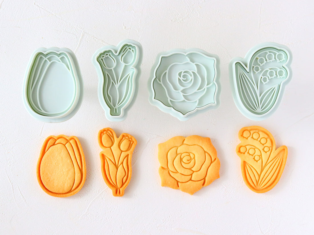 日本直送COTTA 卡通按壓式曲奇模具套裝 (花花4件) COTTA Cookie Mold (Flowers)