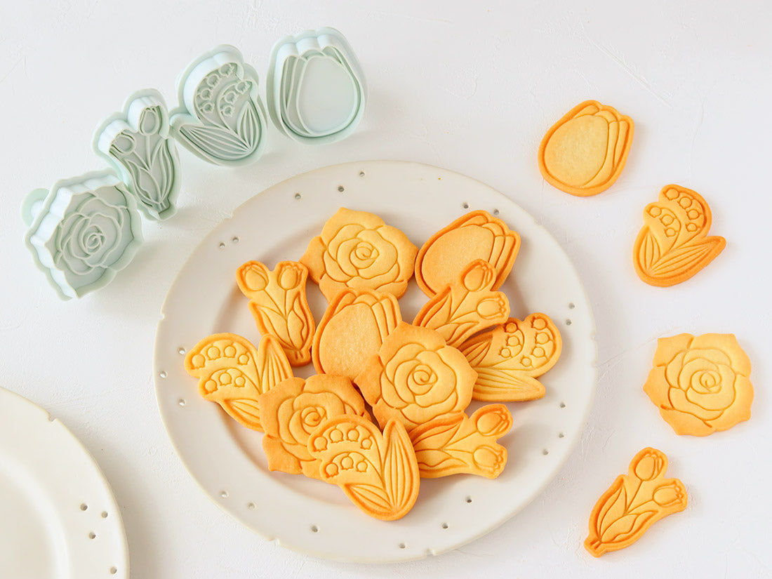 日本直送COTTA 卡通按壓式曲奇模具套裝 (花花4件) COTTA Cookie Mold (Flowers)