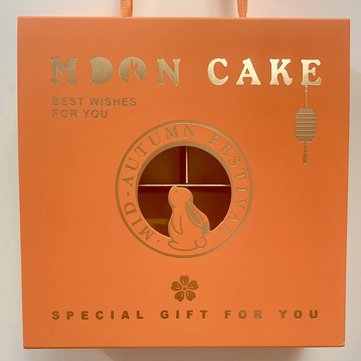 月餅包裝盒 - 橙色金兔 (正方 17.5x17.5x5cm) Mooncake Packaging Box - Orange golden rabbit (17.5x17.5x5cm)