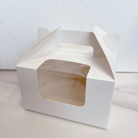 [三款尺寸) 手提開窗紙杯蛋糕盒 (白色) Cupcake Box with Handle (White) [不設送貨 可到門市購買]