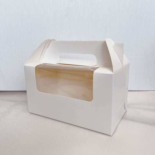 [三款尺寸) 手提開窗紙杯蛋糕盒 (白色) Cupcake Box with Handle (White) [不設送貨 可到門市購買]