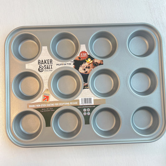英國製BAKER & SALT不沾瑪芬模/鬆餅模 - 12連  [Made in Britain] BAKER & SALT Non-Stick Muffin Tin/Cupcake Mould - for 12 pcs