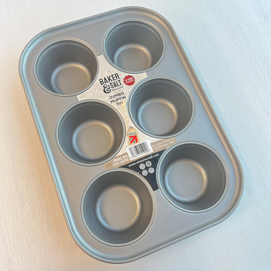 英國製BAKER & SALT不沾珍寶瑪芬模/特大鬆餅模 - 6連  [Made in Britain] BAKER & SALT Non-Stick Jumbo Muffin Tin - for 6 pcs
