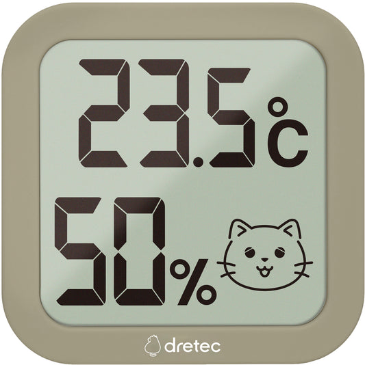 日本Dretec寵物環境溫濕度計 - 貓/淺啡色 (原裝行貨) DRETEC Pets Thermometer and Hygrometer - Cat/Light Brown (Authorized Goods)