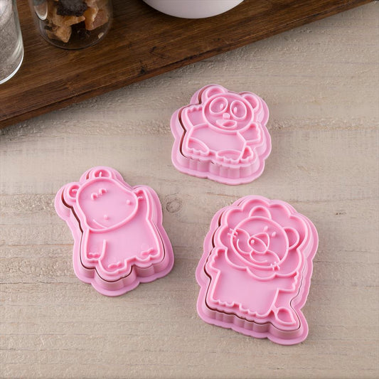 [日本直送] 愉快動物餅印模曲奇模具 - 獅子/熊貓/河馬 KAI Kitchen "Animal Biscuits" Cookie Mold - Lion/Panda/Hippo