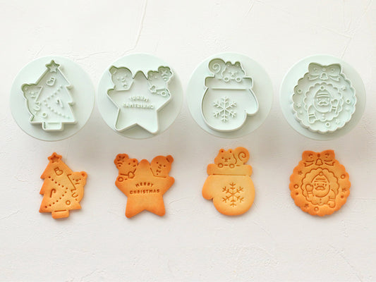 日本直送COTTA 卡通按壓式曲奇模具套裝 (聖誕4件裝) COTTA Cookie Mold (Christmas)