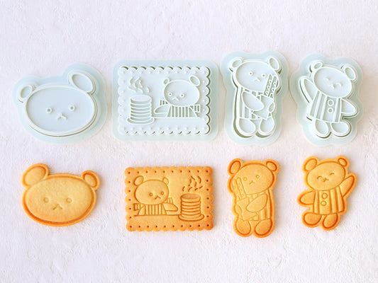 [日本直送] COTTA 卡通按壓式曲奇模具套裝 (KOGUMA-CHAN小熊4件) COTTA Cookie Mold (KOGUMA-CHAN Bear)