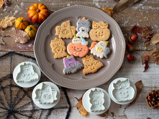 日本直送COTTA 卡通按壓式曲奇模具套裝 (萬聖節動物嘩鬼4件) COTTA Cookie Mold (Halloween)