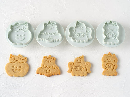 日本直送COTTA 卡通按壓式曲奇模具套裝 (萬聖節動物嘩鬼4件) COTTA Cookie Mold (Halloween)