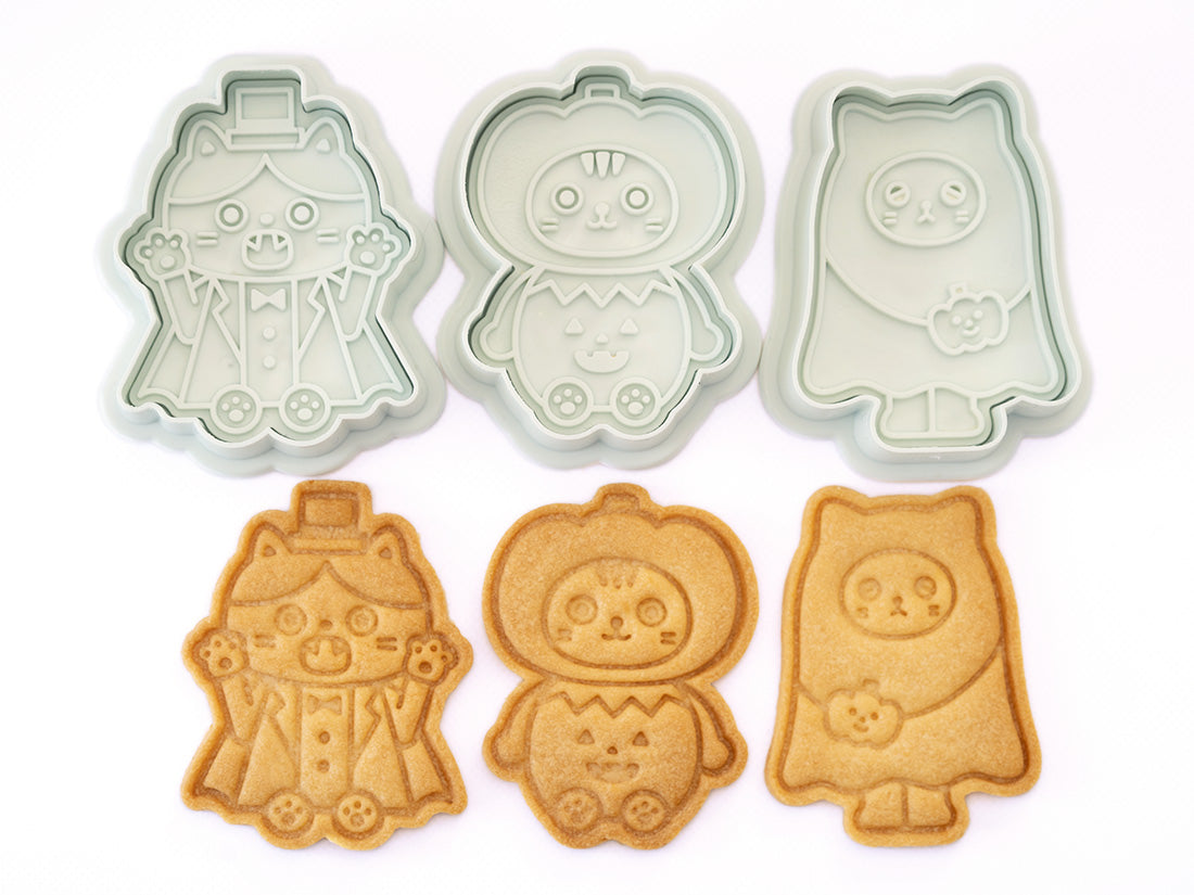 [日本直送] COTTA 卡通按壓式曲奇模具套裝 (貓貓嘩鬼3件) COTTA Cookie Mold (Halloween)