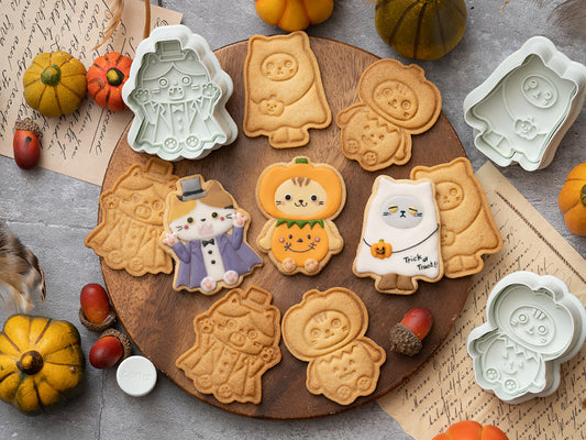 [日本直送] COTTA 卡通按壓式曲奇模具套裝 (貓貓嘩鬼3件) COTTA Cookie Mold (Halloween)