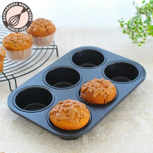 日本淺井商店6連鬆餅模  Kappabashi Asai Store Muffin Mould