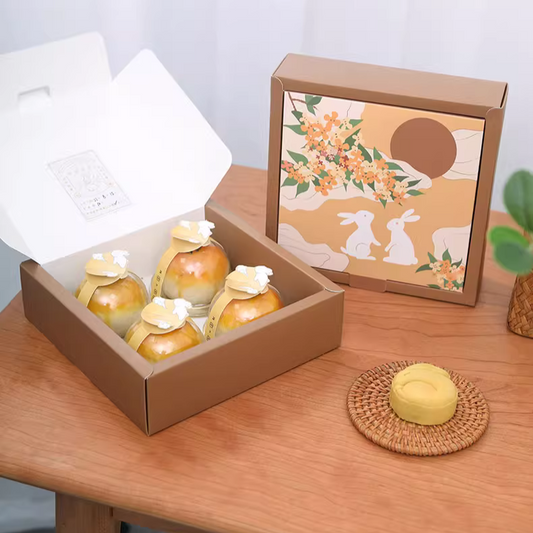 月餅包裝盒 - 橙色白兔 (正方 17x17x5cm/長方24.5x17x5cm) Mooncake Packaging Box - Orange rabbit [不設送貨 可到門市購買]