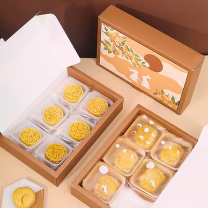 月餅包裝盒 - 橙色白兔 (正方 17x17x5cm/長方24.5x17x5cm) Mooncake Packaging Box - Orange rabbit [不設送貨 可到門市購買]