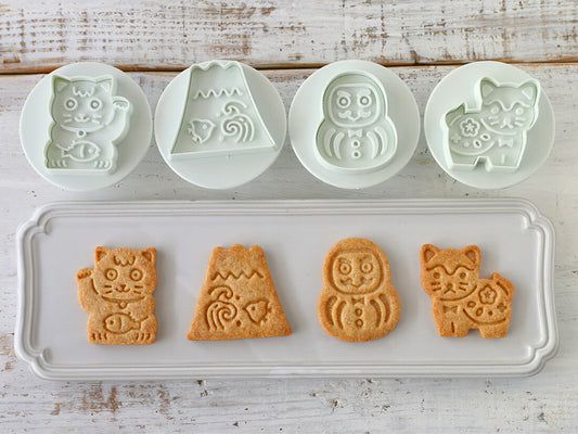 日本直送COTTA 卡通按壓式曲奇模具套裝 (和風4件) COTTA Cookie Mold (Japanese Style)