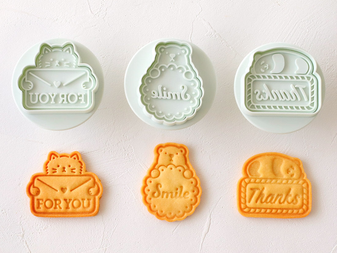 日本直送COTTA 卡通按壓式曲奇模具套裝 (動物訊息3件) COTTA Cookie Mold (Animals with Messages)